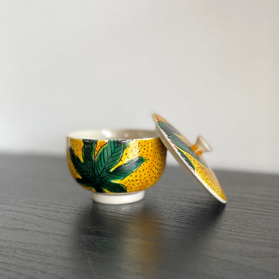 古九谷写し絵 蓋つき茶碗